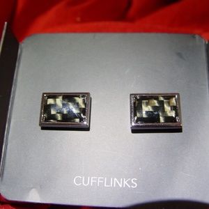 New Cuff Links Silver Toned Black Kohls Vintage Pair
